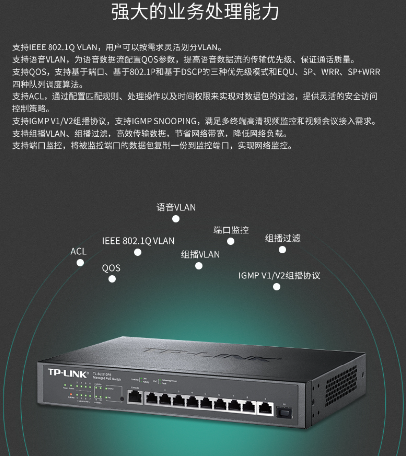 TP-LINK 10口千兆上聯(lián)網(wǎng)管PoE交換機(jī)